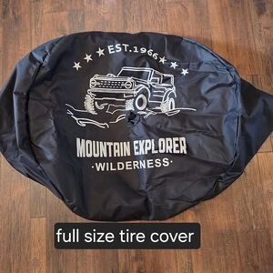 Mountain Explorer Wilderness Black Tire Cover with White Graphic